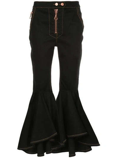 Shop Ellery Hysteria Crop Flare Jeans In Black