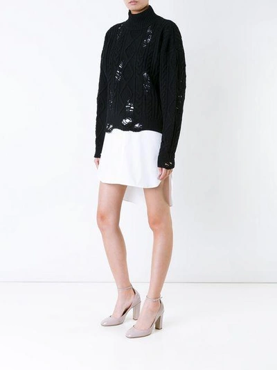 Shop Miharayasuhiro Maison Mihara Yasuhiro Distressed Cable Knit Jumper - Black