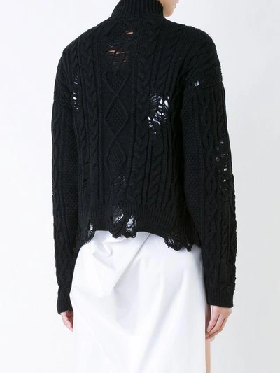 Shop Miharayasuhiro Maison Mihara Yasuhiro Distressed Cable Knit Jumper - Black