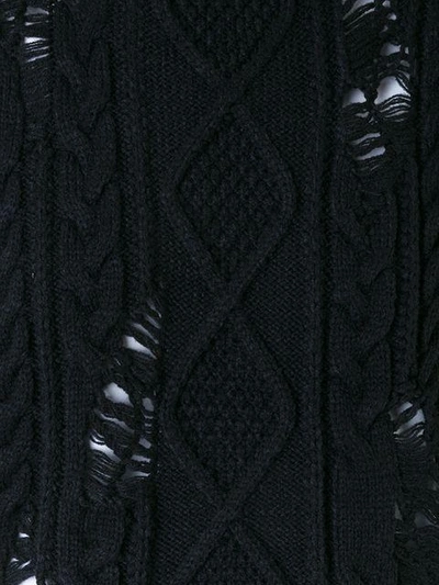 Shop Miharayasuhiro Maison Mihara Yasuhiro Distressed Cable Knit Jumper - Black