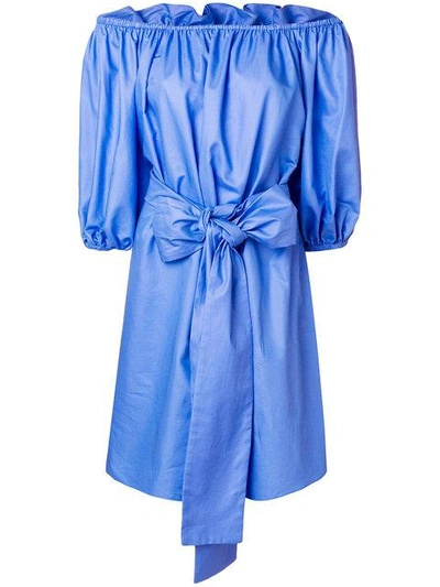 Shop Stella Mccartney Off The Shoulder Dress In Blue