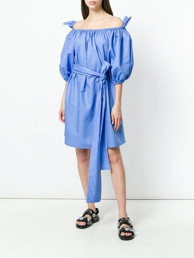 Shop Stella Mccartney Off The Shoulder Dress In Blue