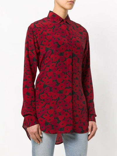 Shop Saint Laurent Poppy Print Shirt In 1094 Black/red