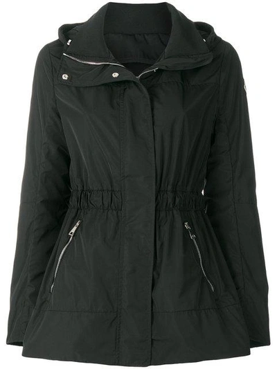 Shop Moncler Hooded Coat In Black