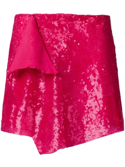 Shop Alberta Ferretti Sequin Embellished Mini Skirt In Pink
