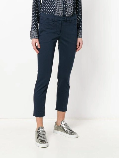 Shop Dondup Cropped Skinny Trousers - Blue