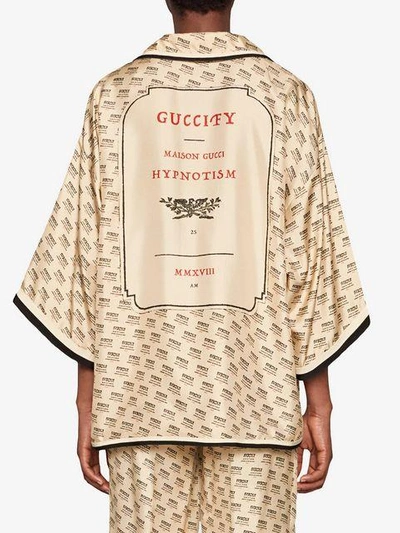 Gucci invite stamp silk shirt