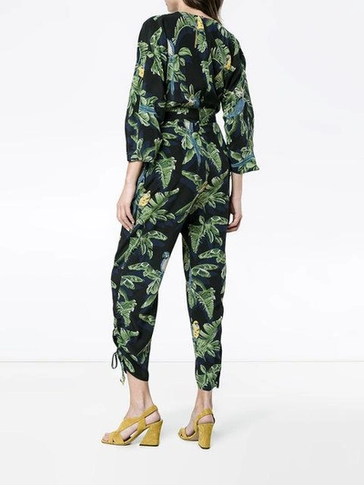 Shop Stella Mccartney Silk Parrot Print Jumpsuit - Black