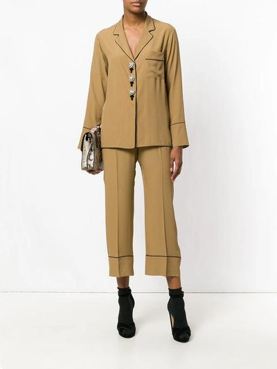 Shop N°21 Pyjama-style Decorative Button Shirt In Neutrals