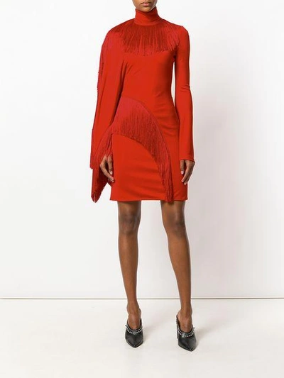 Shop Givenchy Asymmetric Fringed Dress - Red