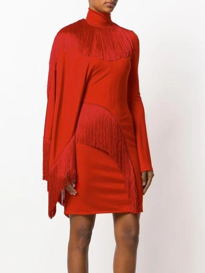 Shop Givenchy Asymmetric Fringed Dress - Red