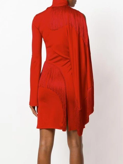 Shop Givenchy Asymmetric Fringed Dress - Red