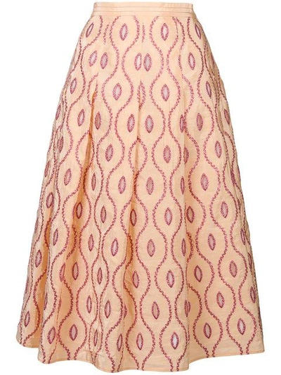 Shop Marni Embroidered Pattern Skirt In Yellow