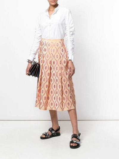 Shop Marni Embroidered Pattern Skirt In Yellow