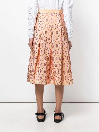 Shop Marni Embroidered Pattern Skirt In Yellow
