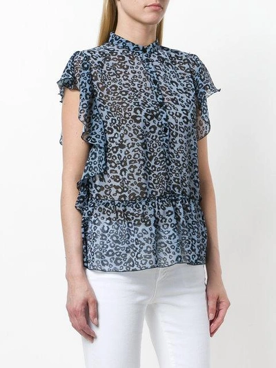 Shop Versace Jeans Ruffled Leopard Print Blouse - Blue