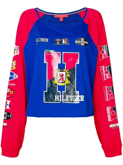 Shop Tommy Hilfiger Racer Style Sweatshirt In Blue