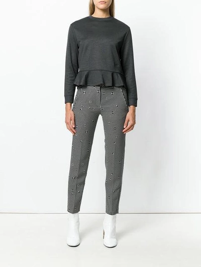Shop Carven Checked Tapered Trousers In Black