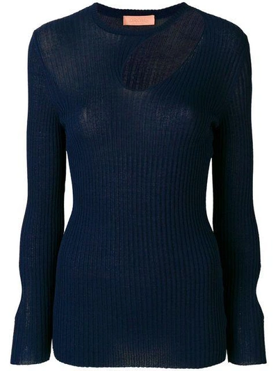 Shop Drome Cutout Detail Knitted Blouse - Blue