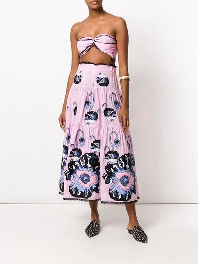 Shop Yuliya Magdych Cut-out Poppy Print Dress - Pink