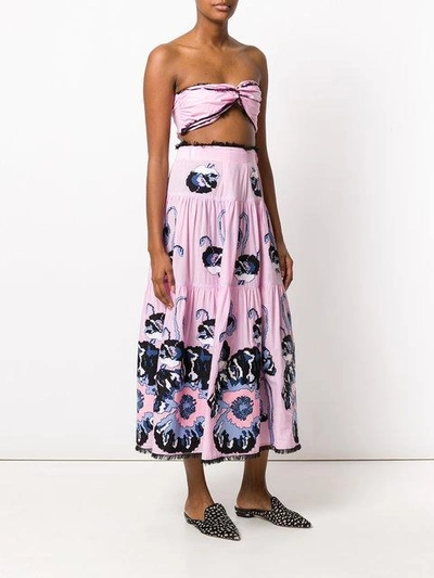 Shop Yuliya Magdych Cut-out Poppy Print Dress - Pink