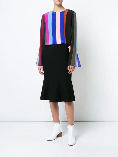 Shop Diane Von Furstenberg Dvf  Carson Stripe Longsleeved Blouse - Multicolour