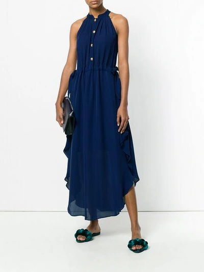 Shop Pierre Balmain Sleeveless Midi Dress - Blue