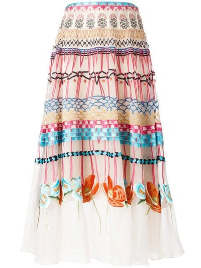 Shop Temperley London Printed Pleated Skirt In Multicolour