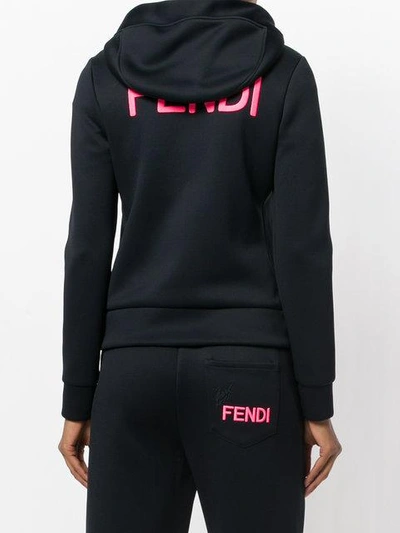 Shop Fendi Karlito-appliqué Zip Jacket - Black