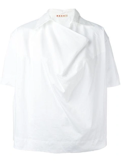 Shop Marni Oversized Neckline Shirt In White