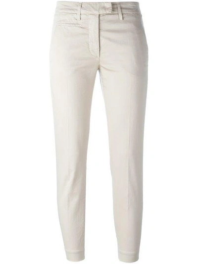 Shop Dondup Cropped Chino Trousers In Neutrals