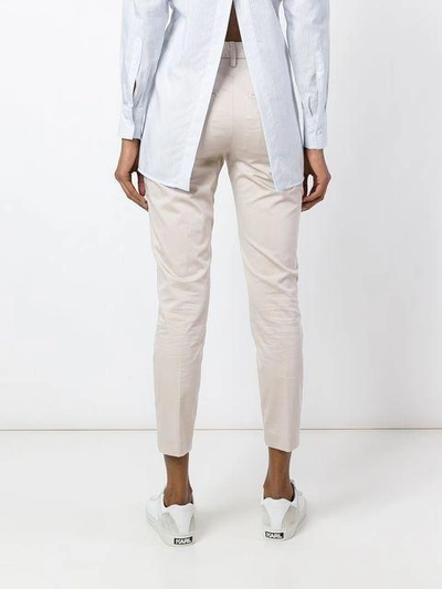 Shop Dondup Cropped Chino Trousers In Neutrals