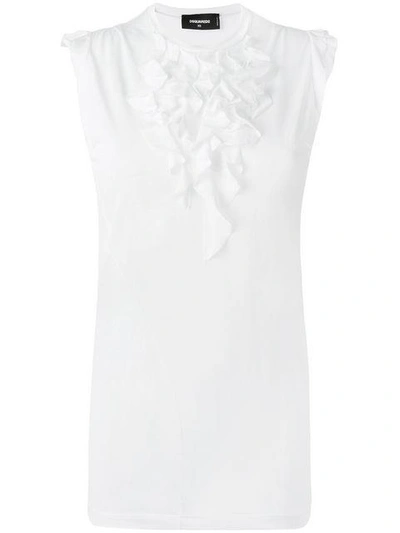 Shop Dsquared2 Ruffled Tank Top - White