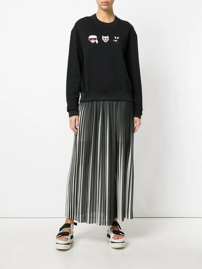 Shop Karl Lagerfeld Emoji Karl & Choupette Sweatshirt In Black