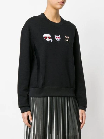 Shop Karl Lagerfeld Emoji Karl & Choupette Sweatshirt In Black