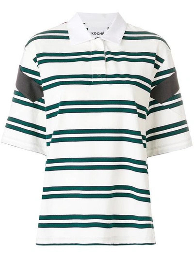 Shop Koché Striped Polo Shirt In Green