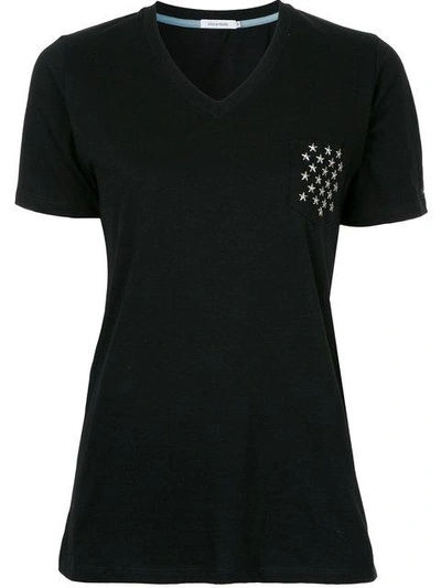Shop Guild Prime Star Studded Pocket V-neck T-shirt - Black