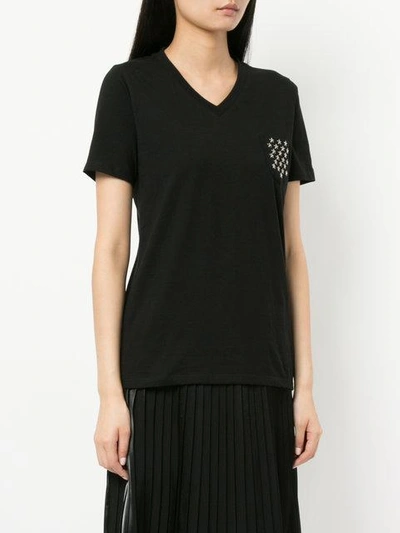Shop Guild Prime Star Studded Pocket V-neck T-shirt - Black