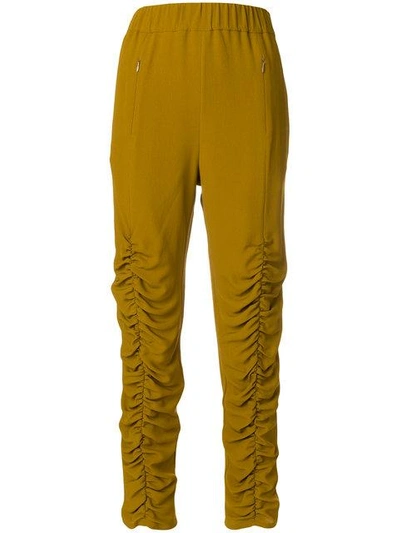 Shop Veronique Leroy Gathered Leg Trousers In Yellow