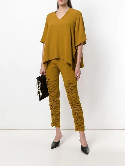 Shop Veronique Leroy Gathered Leg Trousers In Yellow