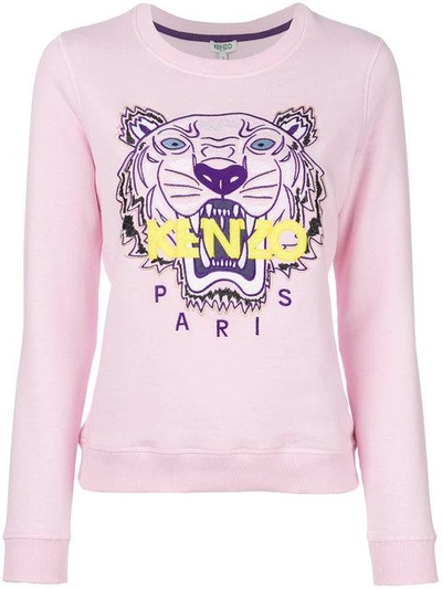 Shop Kenzo Embroidered Tiger Sweatshirt In Pink