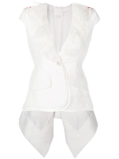 Shop Antonio Berardi Ruffle Blazer Jacket In White