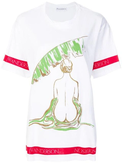 Shop Jw Anderson Palm Lady Printed T-shirt In White