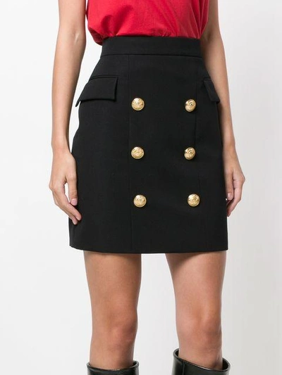 Shop Balmain Button Detail Skirt - Black