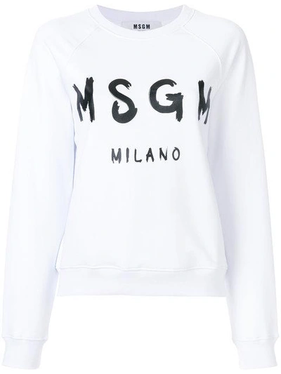 Shop Msgm Branded Sweatshirt - White