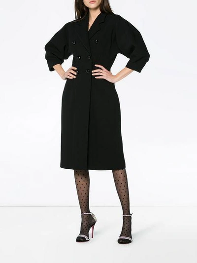 Shop Dolce & Gabbana Double Breasted Bell Sleeve Coat In Black