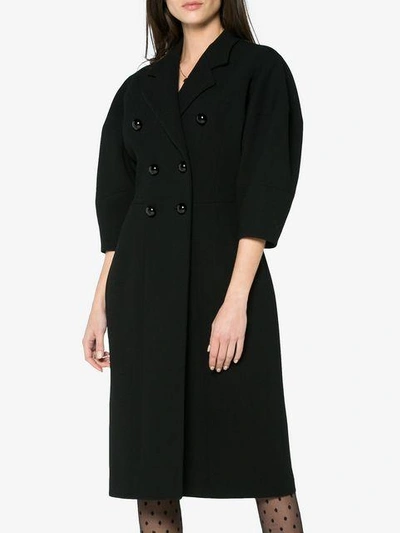 Shop Dolce & Gabbana Double Breasted Bell Sleeve Coat In Black