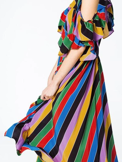 Shop Philosophy Di Lorenzo Serafini Striped One-shoulder Dress In Multicolour