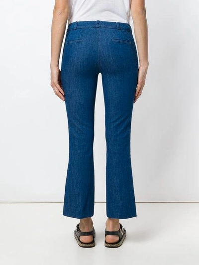 Shop Kiltie Flared Cropped Trousers In Blue