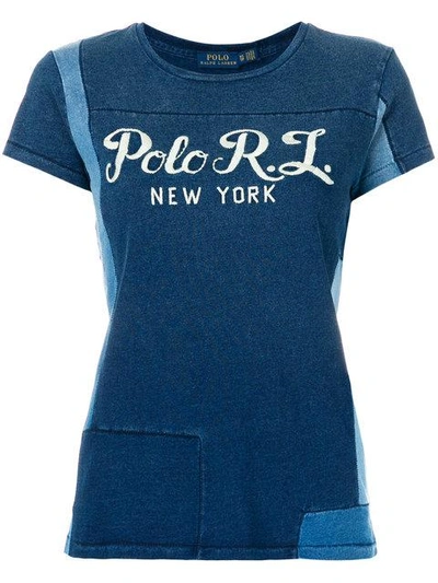 Shop Polo Ralph Lauren Patchwork T In Blue